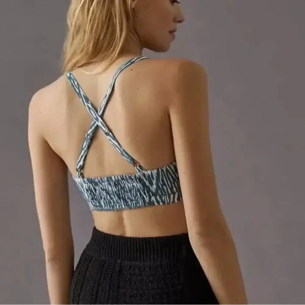 Anthropologie Pilcro Blue & White Printed Bra Top